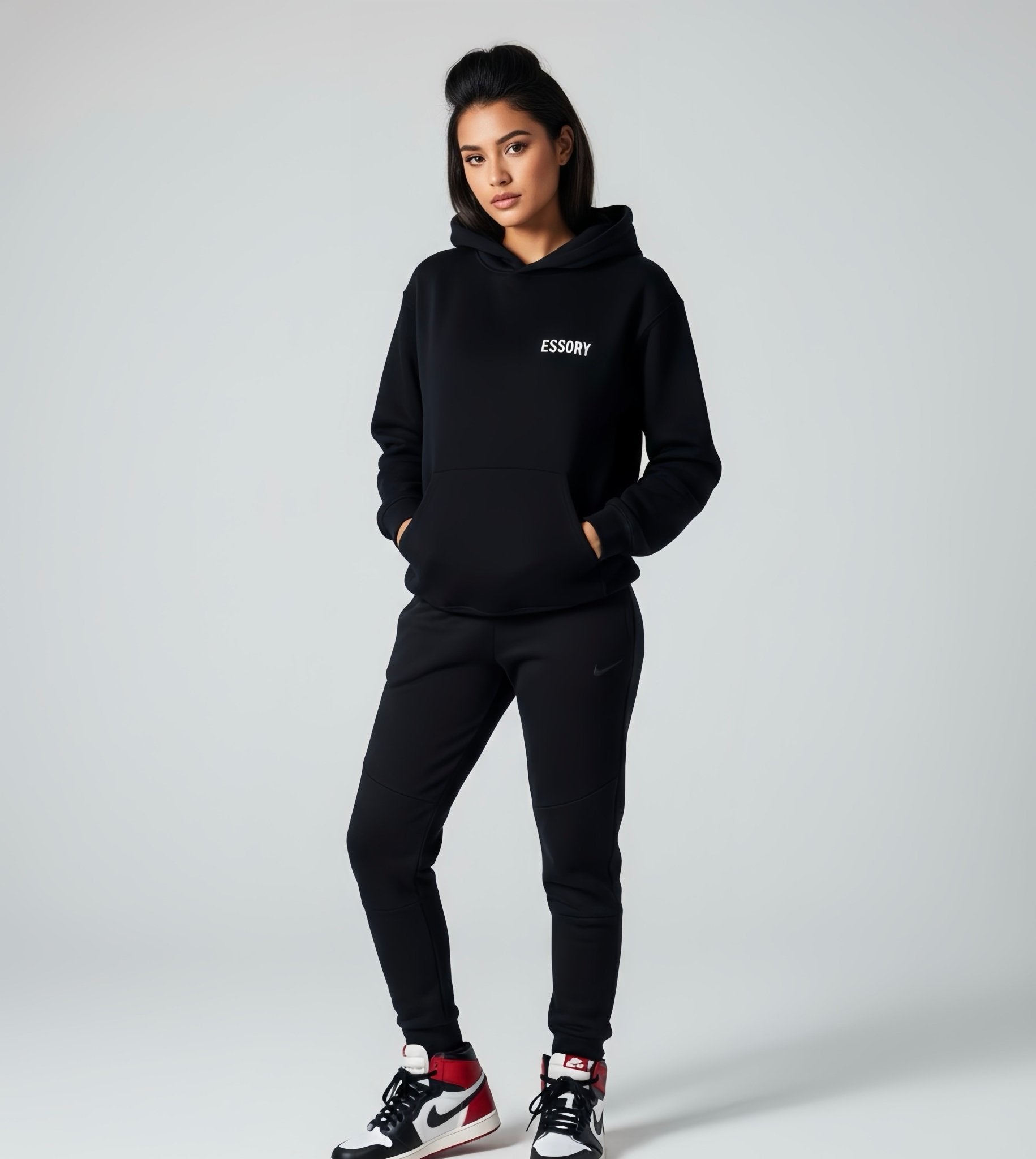 HOODIE BLACK BASIC - ESSORY