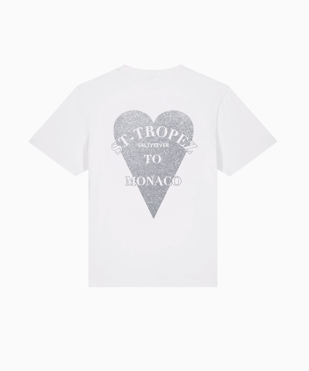 T - SHIRT BLANC GLITTER ARGENTÉ - ESSORY