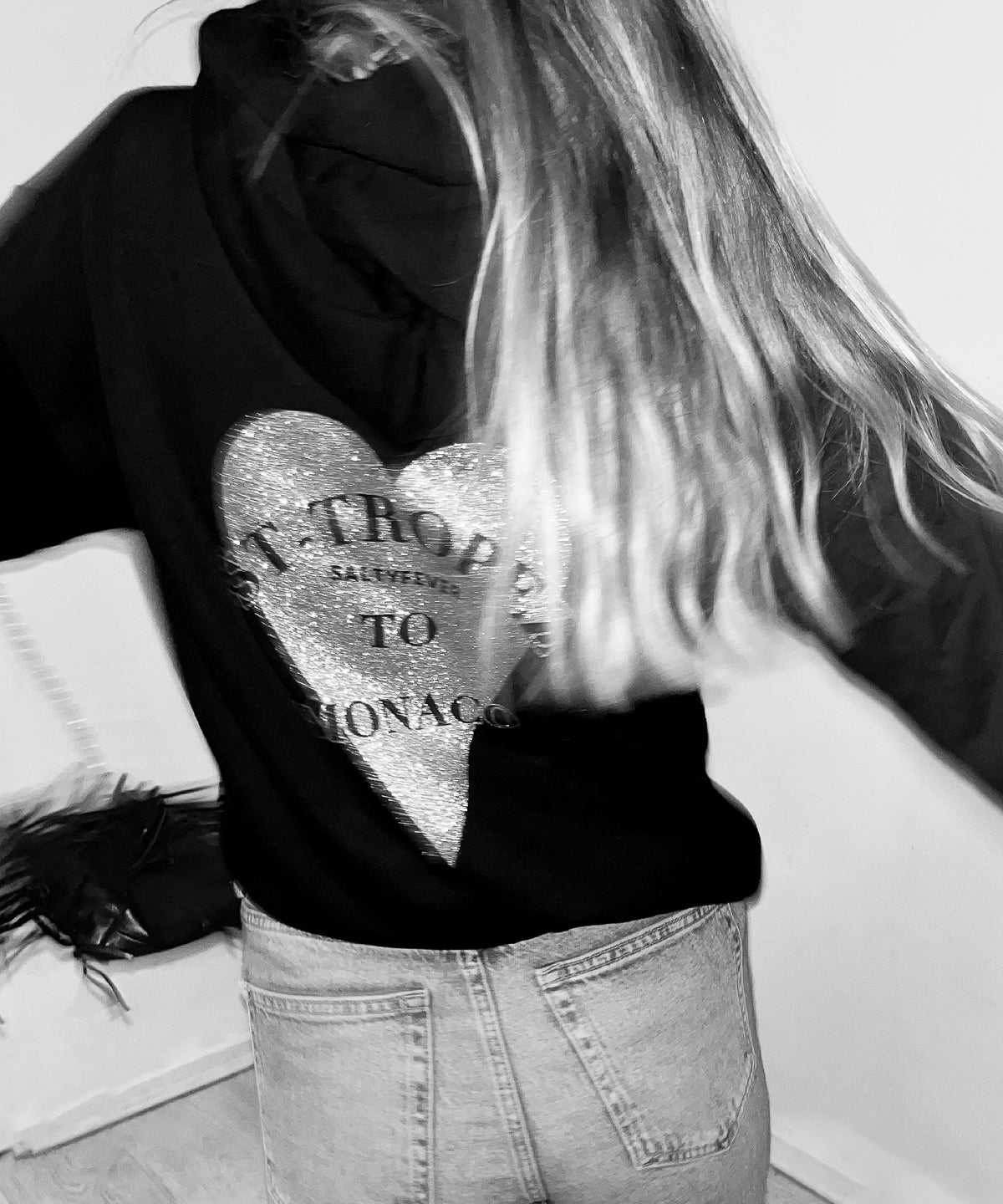 HOODIE BLACK GLITTER - ESSORY